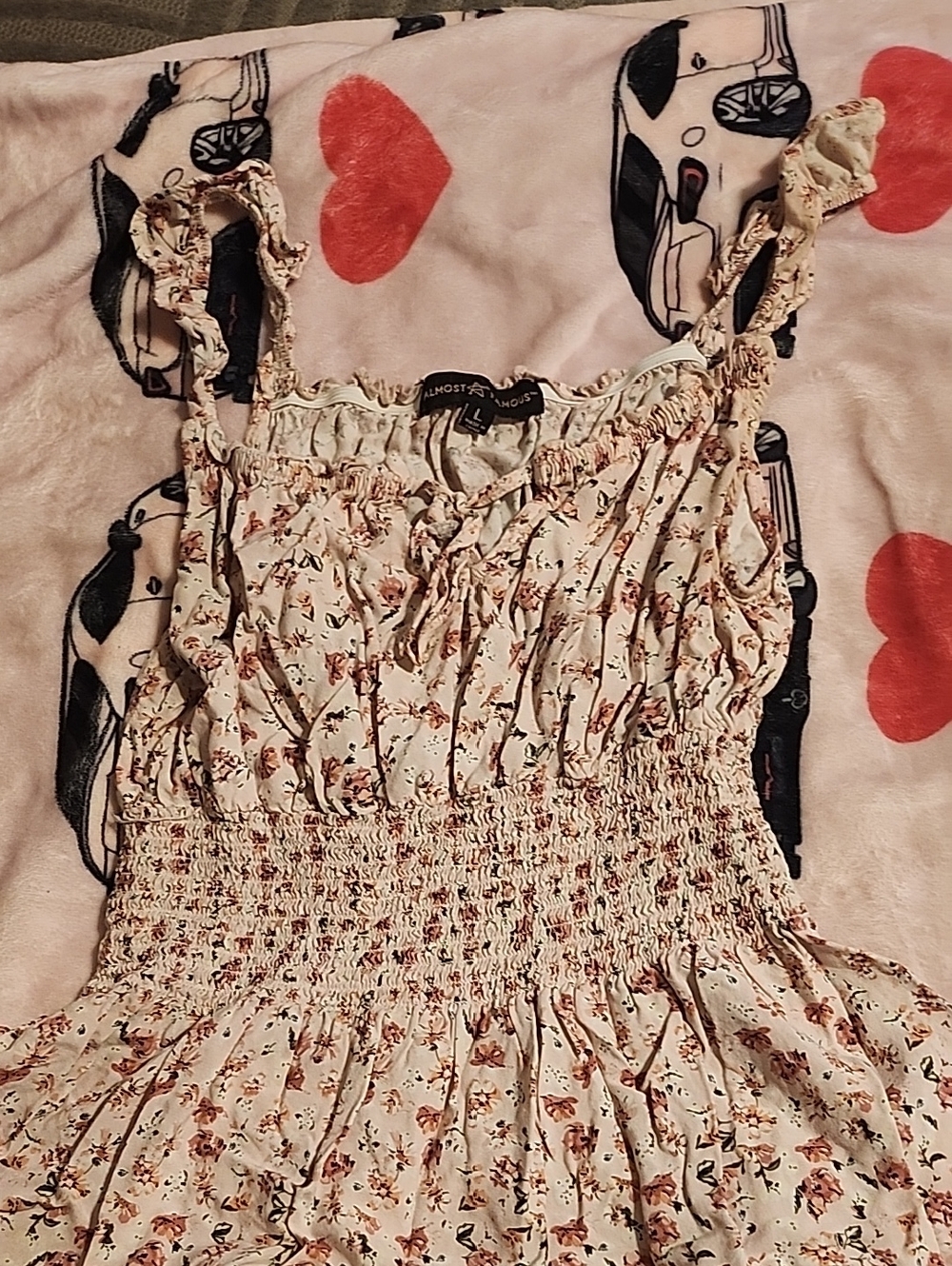 Almost Famous Light Pink Floral Top with Green Flowers